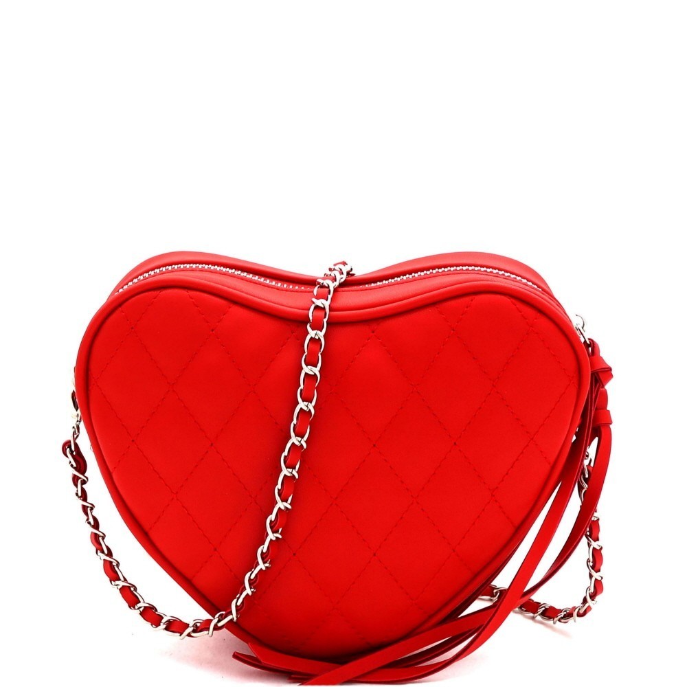 red heart shaped purse